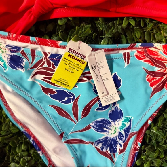 Cupshe Red and Blue Bikini with Tropical Flair - Picture 2 of 6